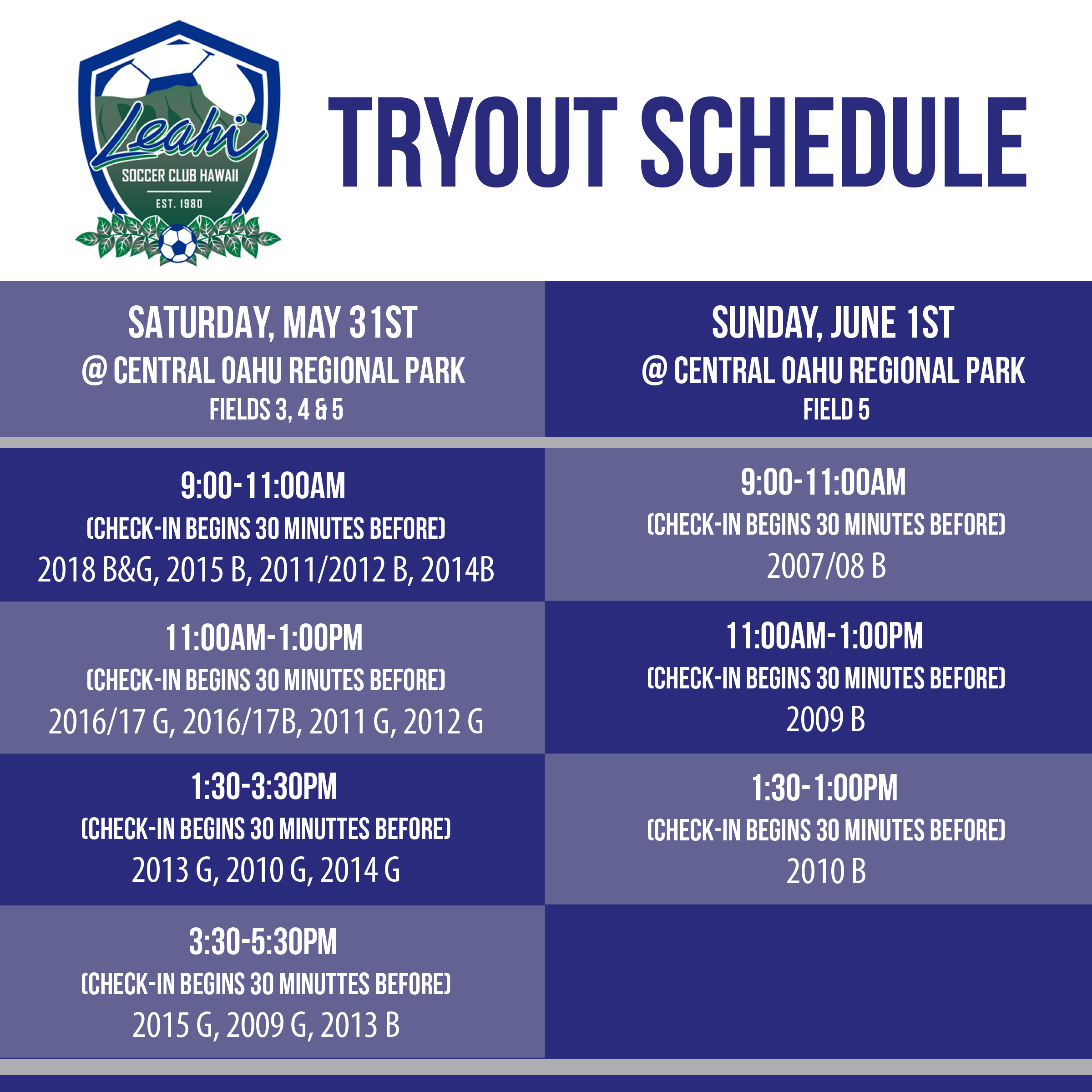 Save the Date for Tryouts June 3rd